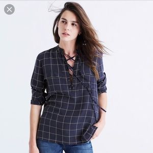 NWT Madewell Silk Grid Top